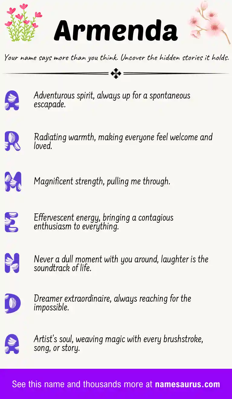 Acrostic poem about Armenda.