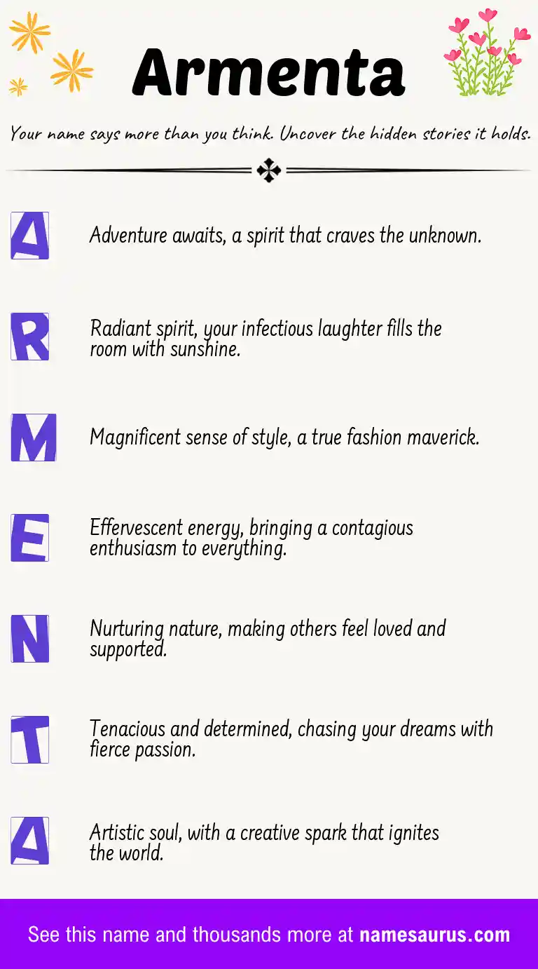 Acrostic poem about Armenta.