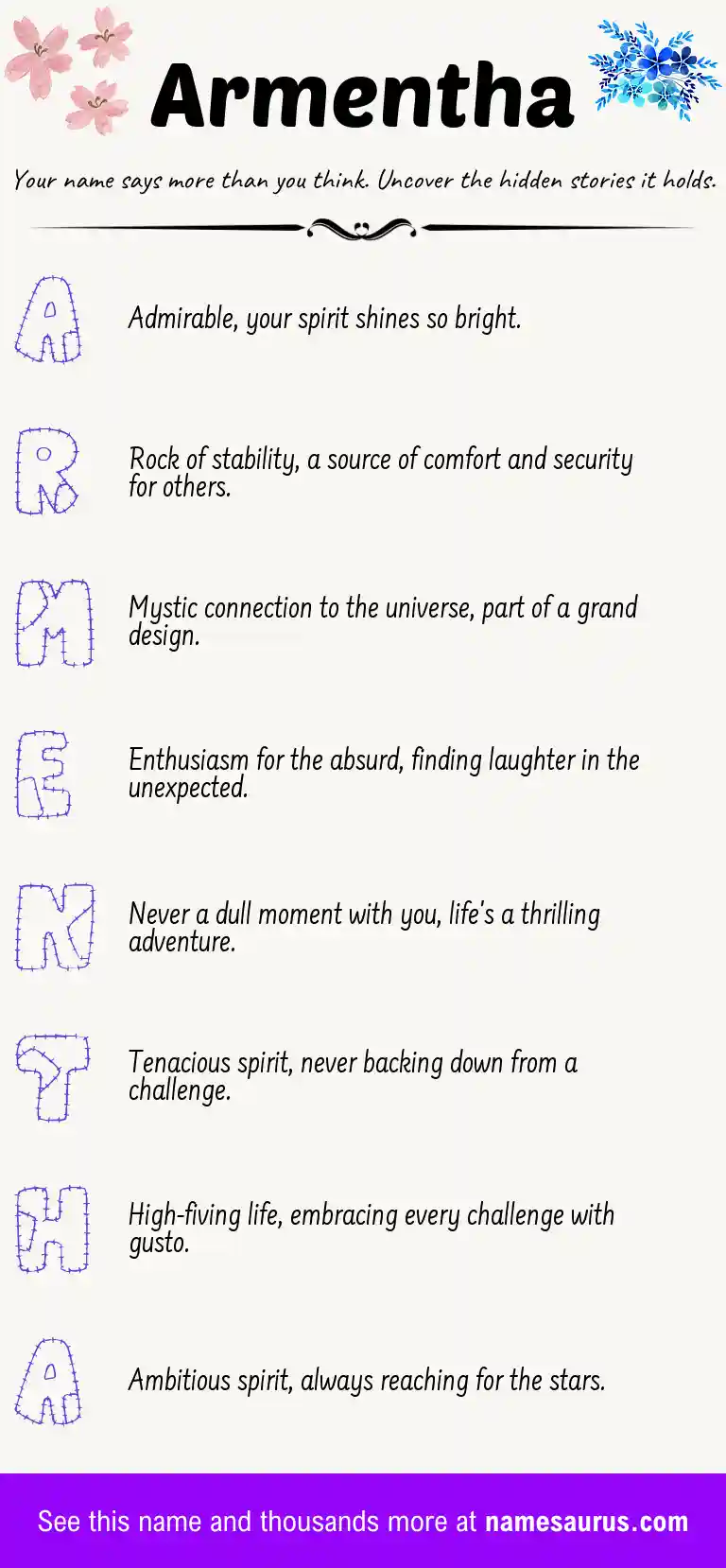 Acrostic poem about Armentha.