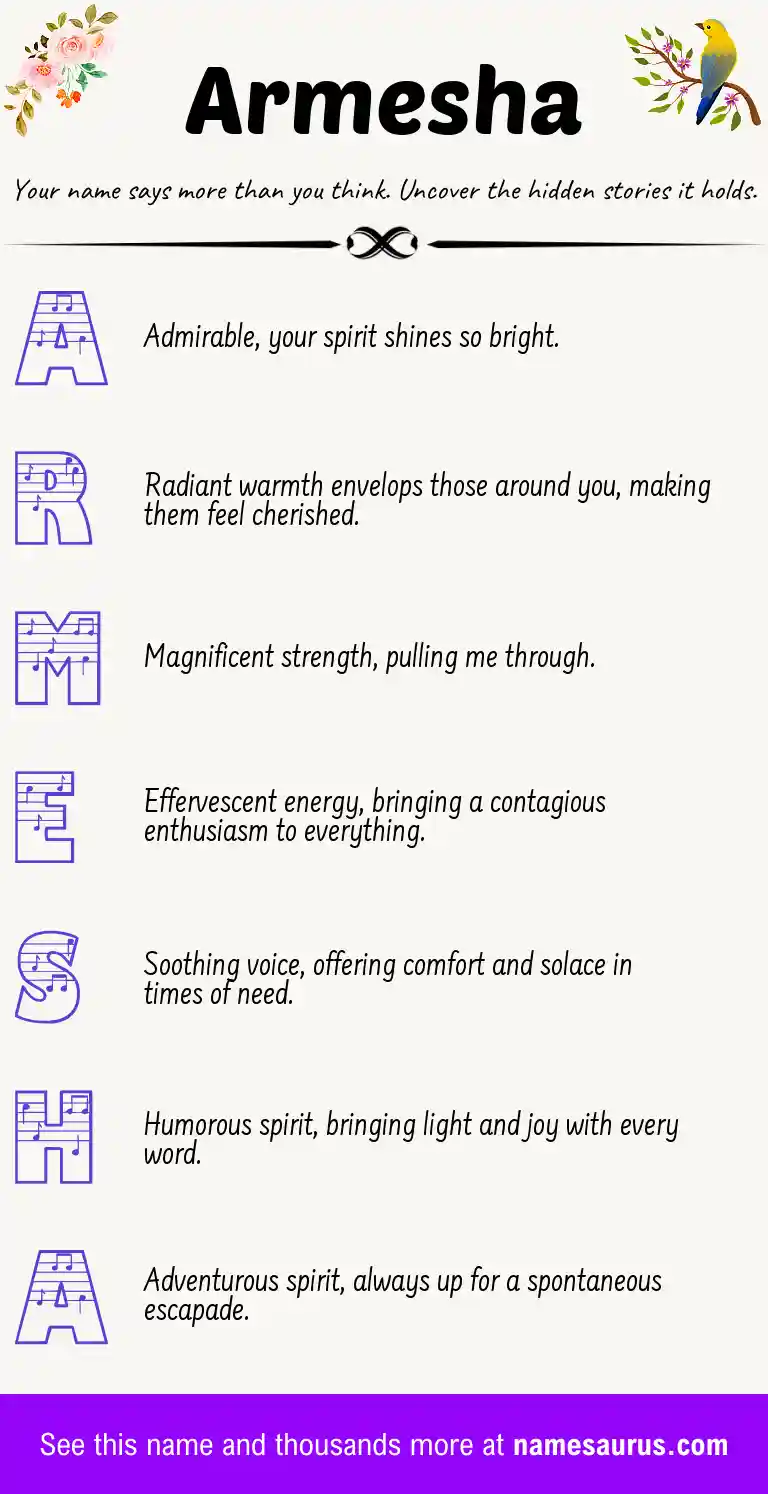 Acrostic poem about Armesha.