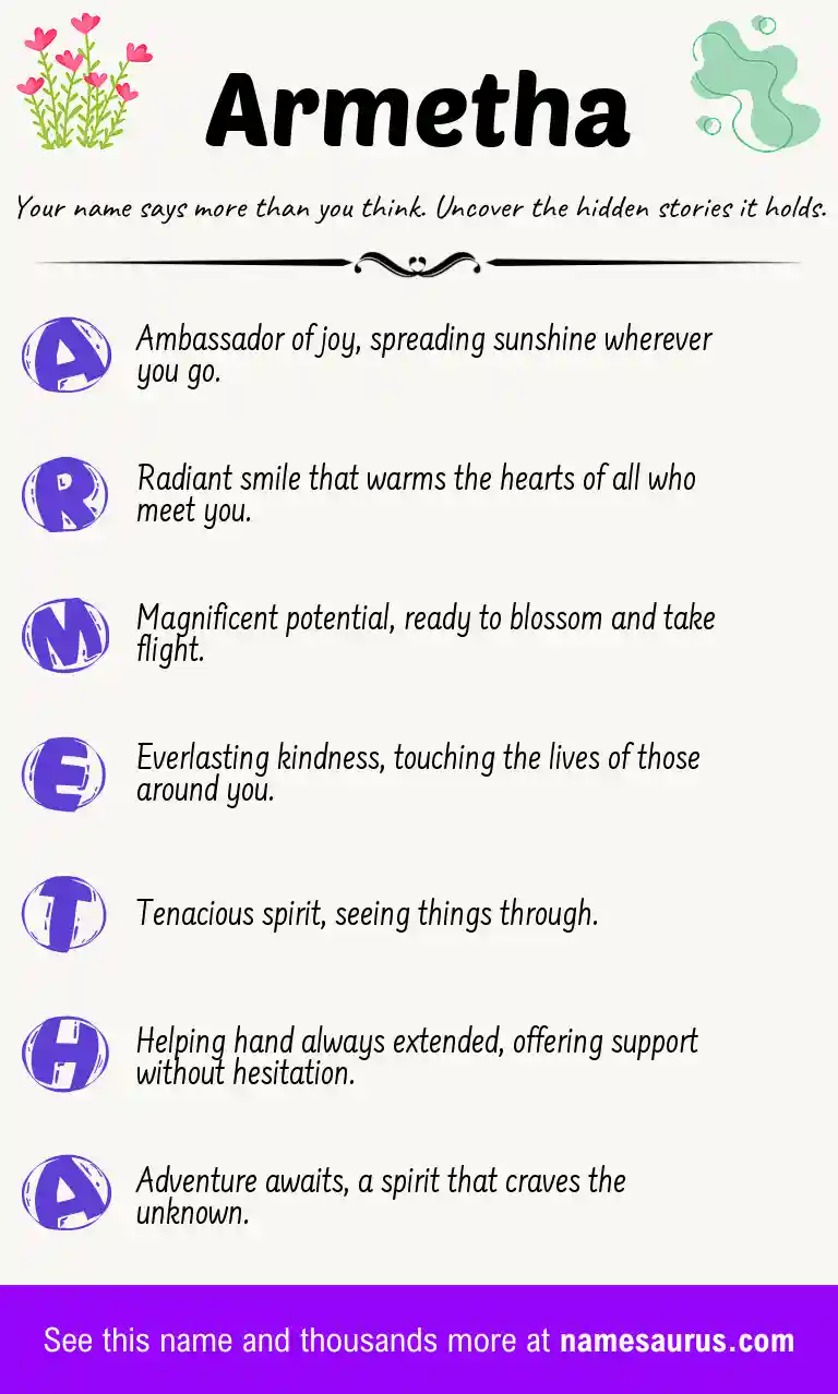 Acrostic poem about Armetha.