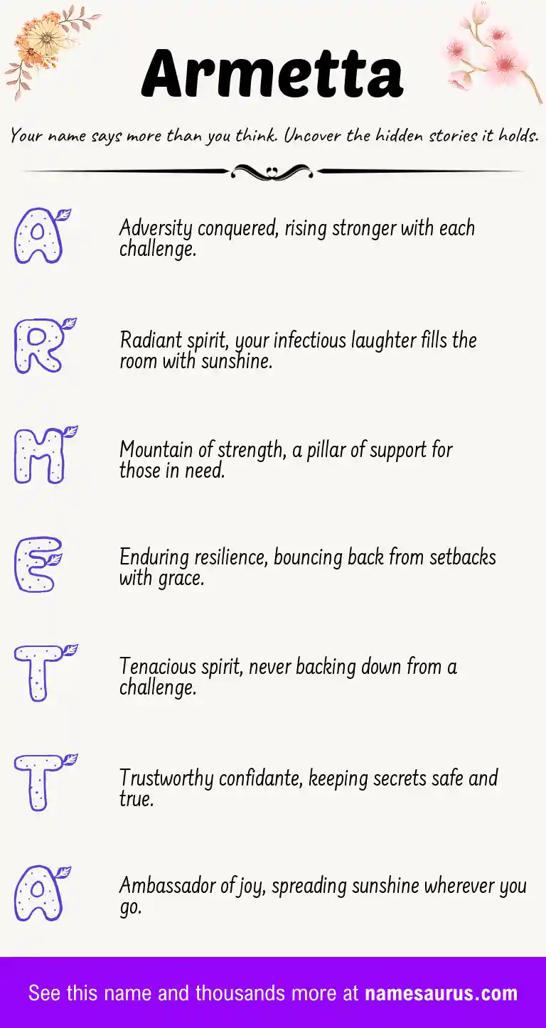Acrostic poem about Armetta.