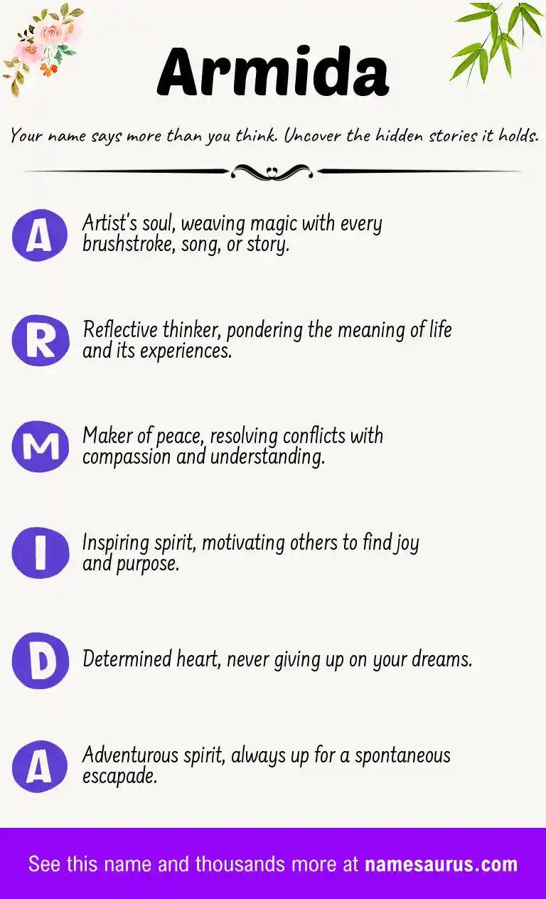 Acrostic poem about Armida.