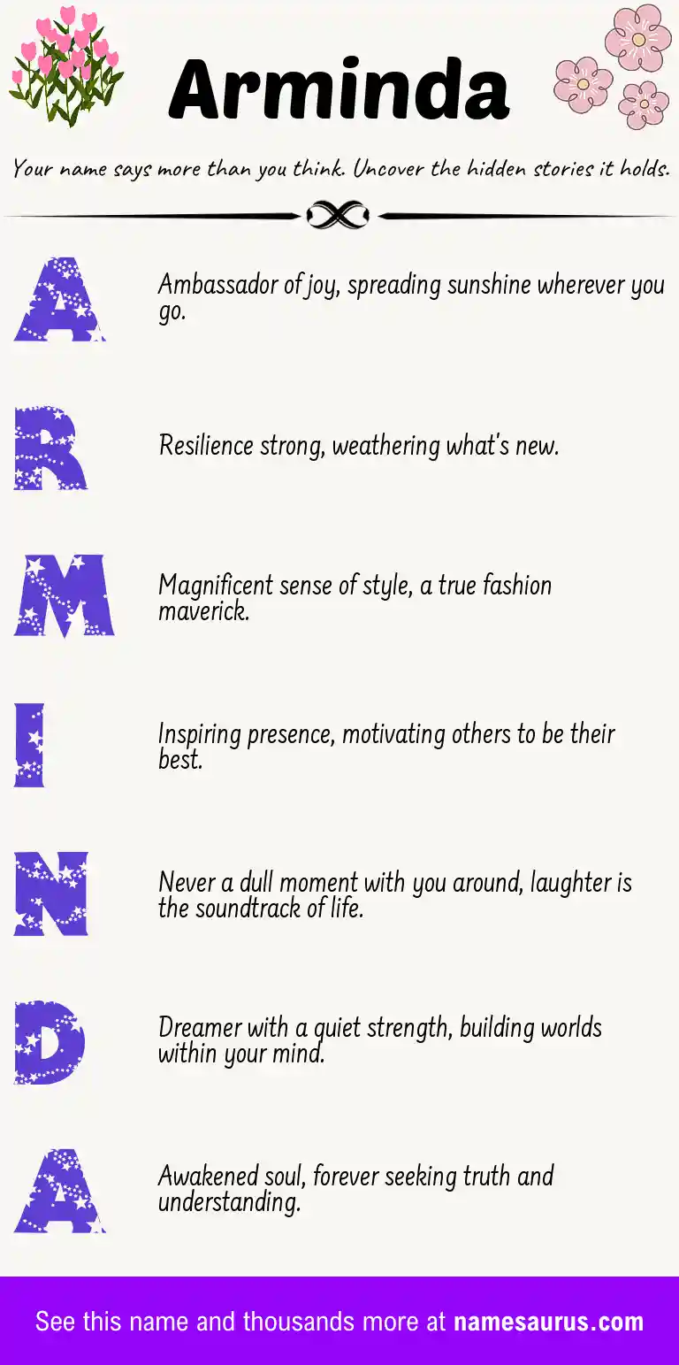 Acrostic poem about Arminda.