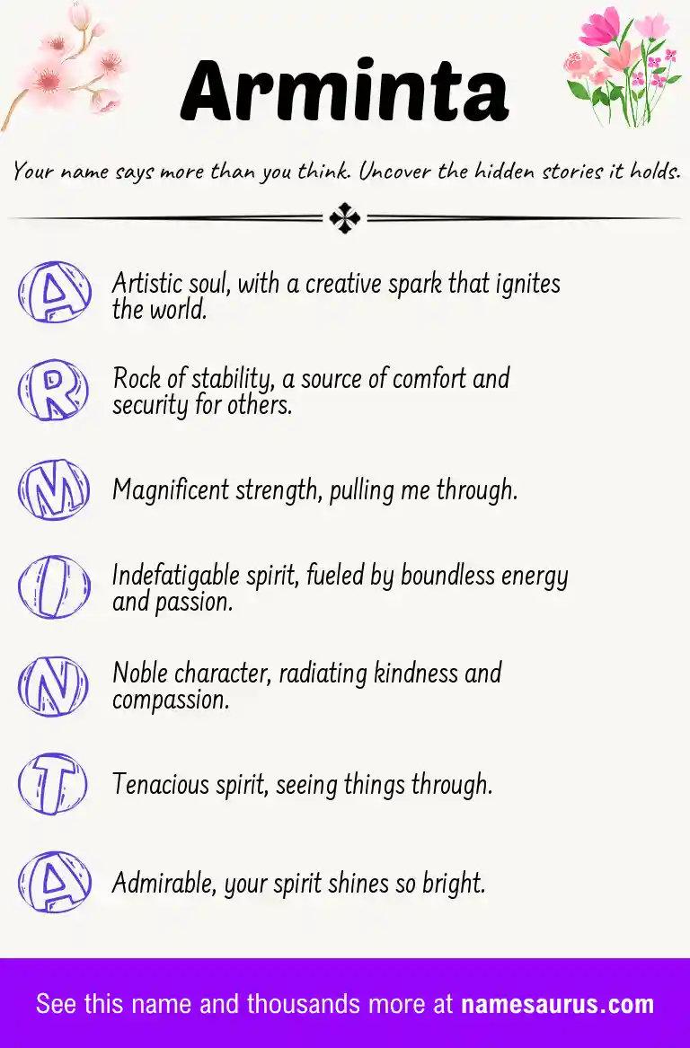 Acrostic poem about Arminta.