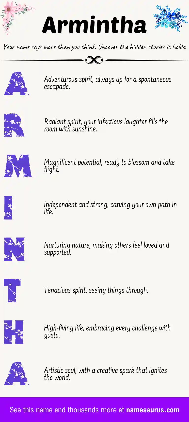 Acrostic poem about Armintha.