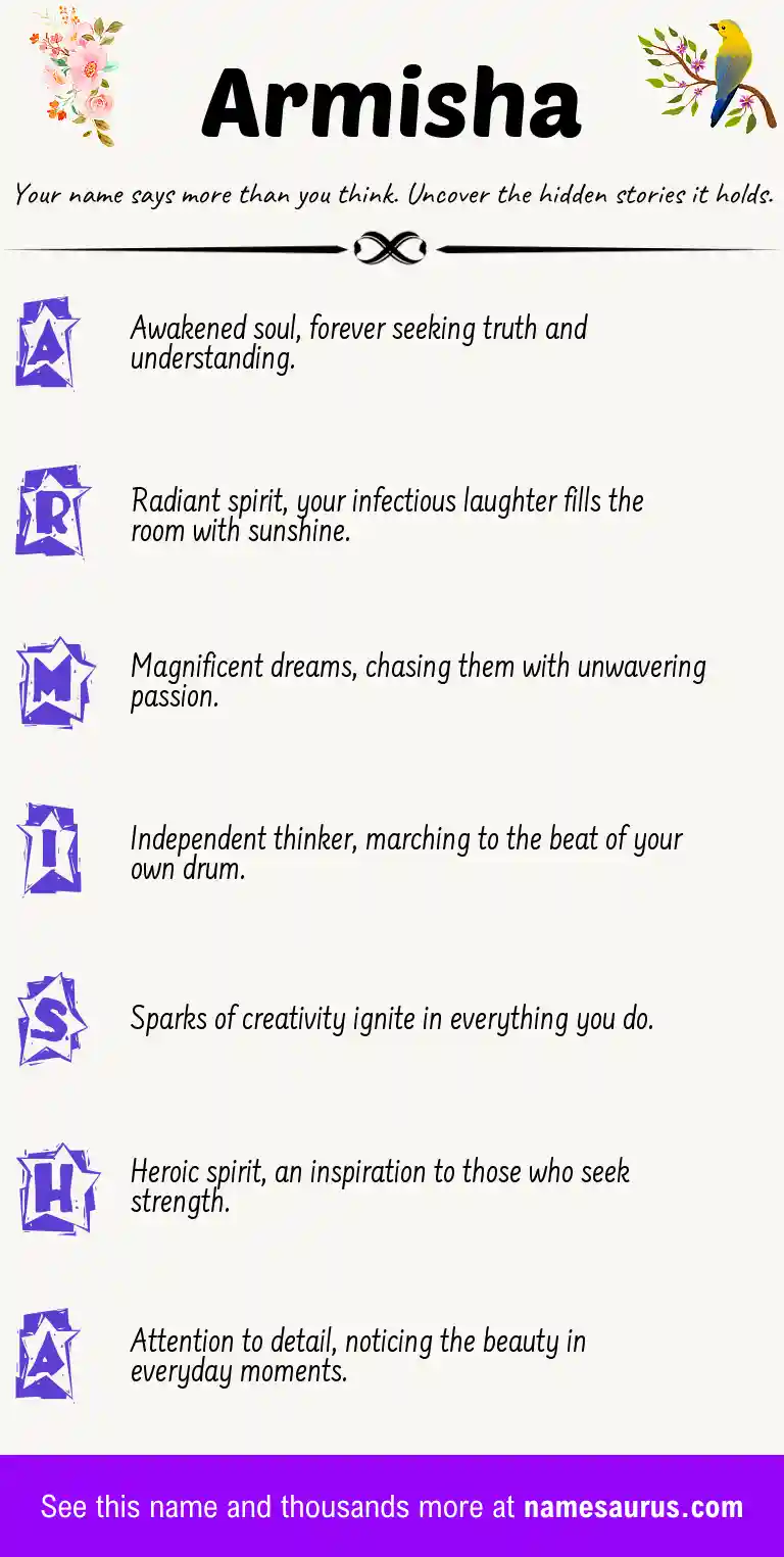 Acrostic poem about Armisha.
