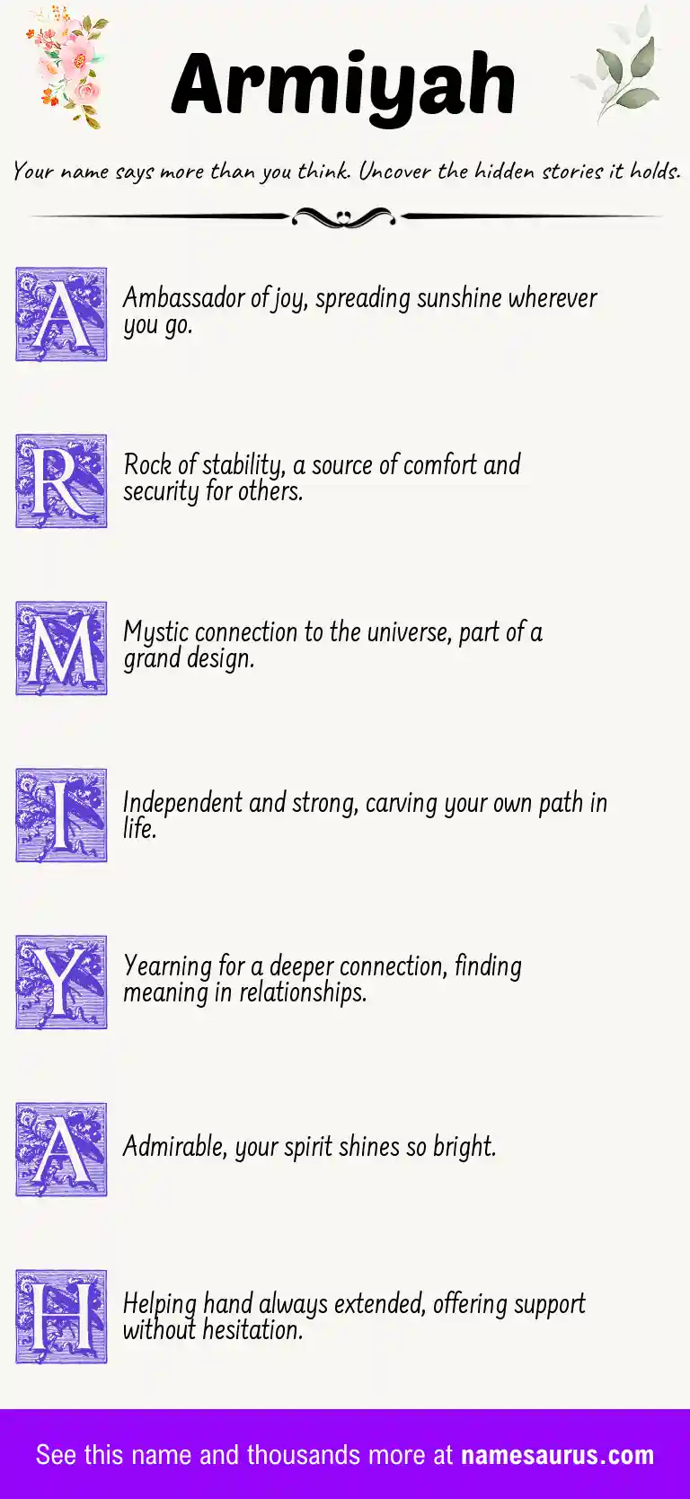 Acrostic poem about Armiyah.