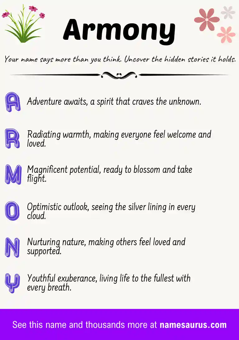 Acrostic poem about Armony.