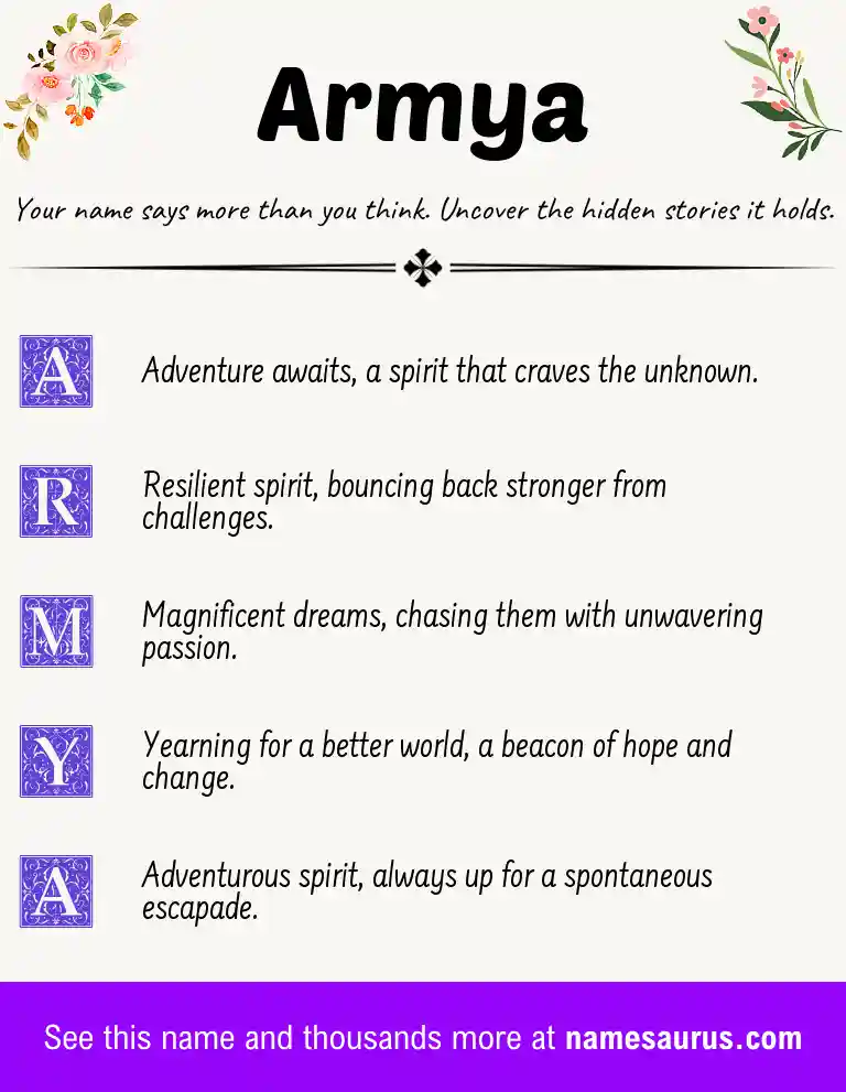 Acrostic poem about Armya.