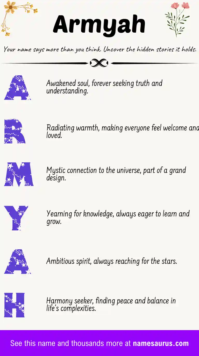 Acrostic poem about Armyah.
