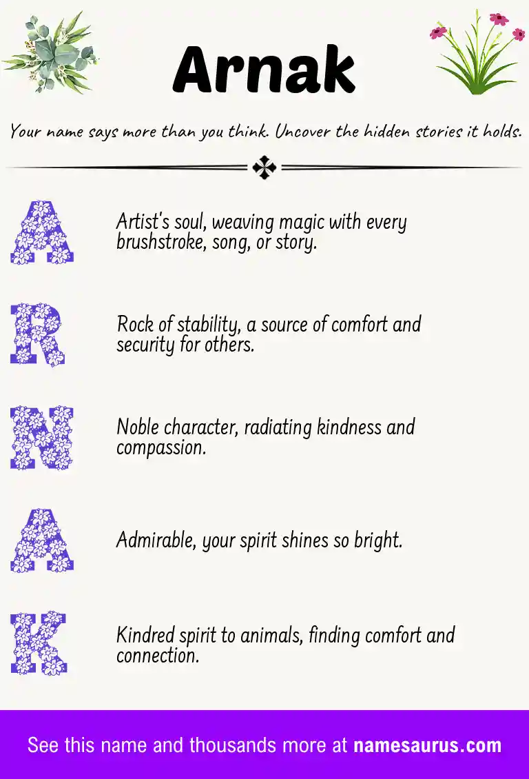Acrostic poem about Arnak.