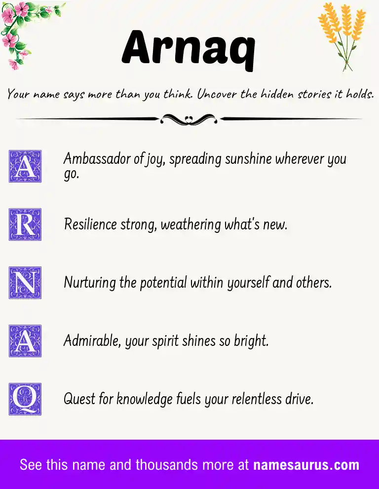 Acrostic poem about Arnaq.