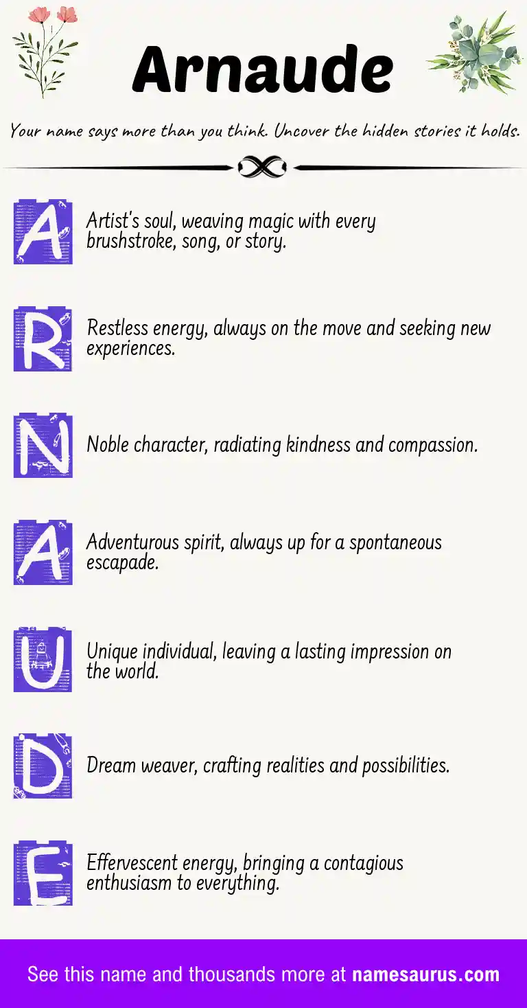 Acrostic poem about Arnaude.