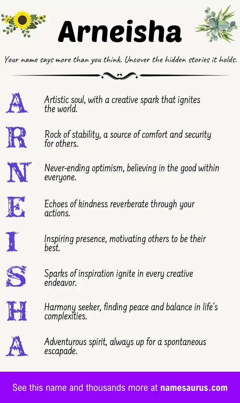 Acrostic poem about Arneisha.