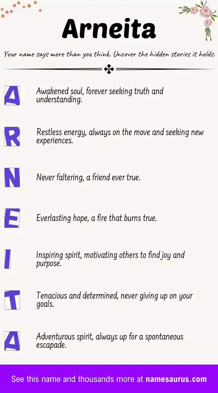 Acrostic poem about Arneita.