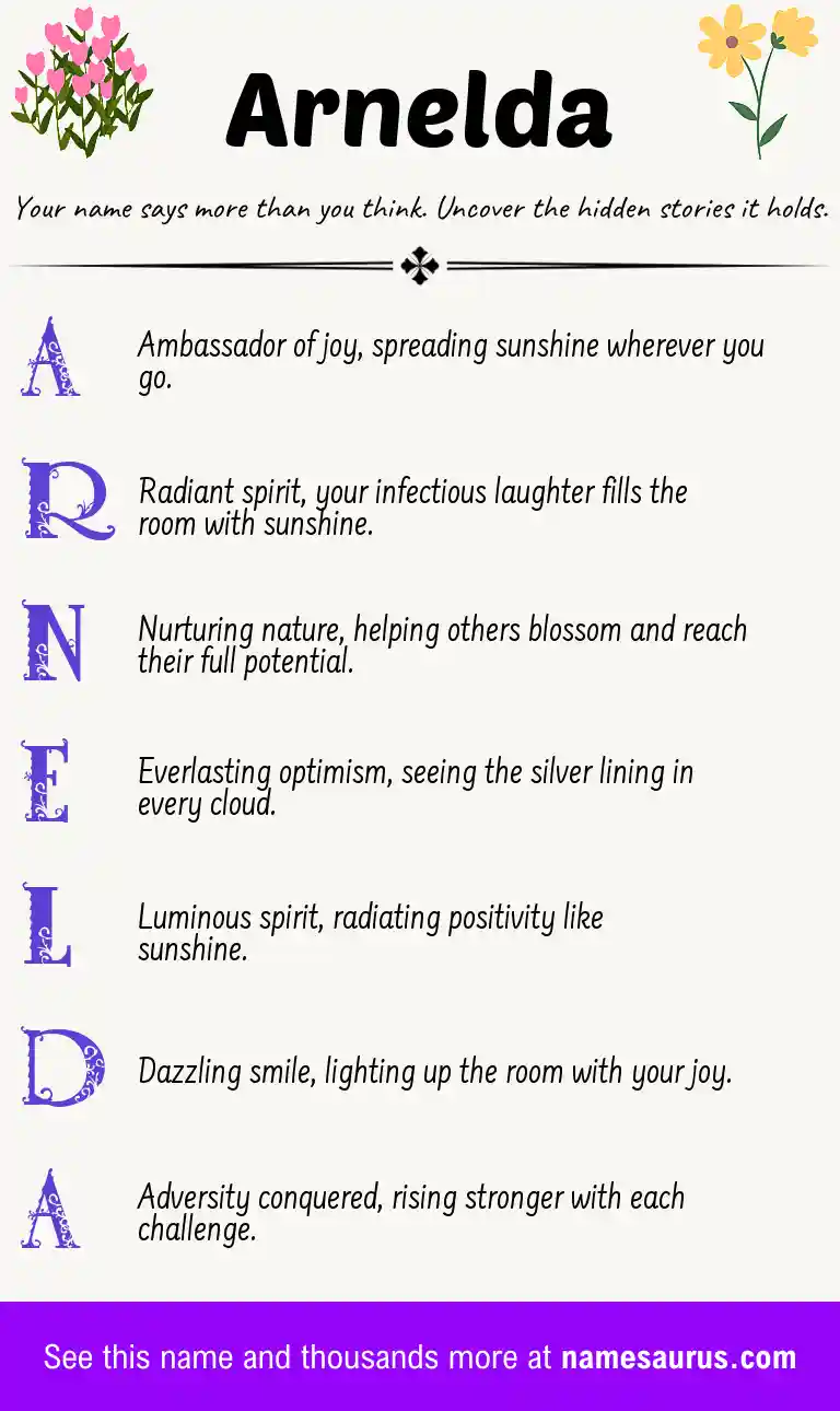 Acrostic poem about Arnelda.