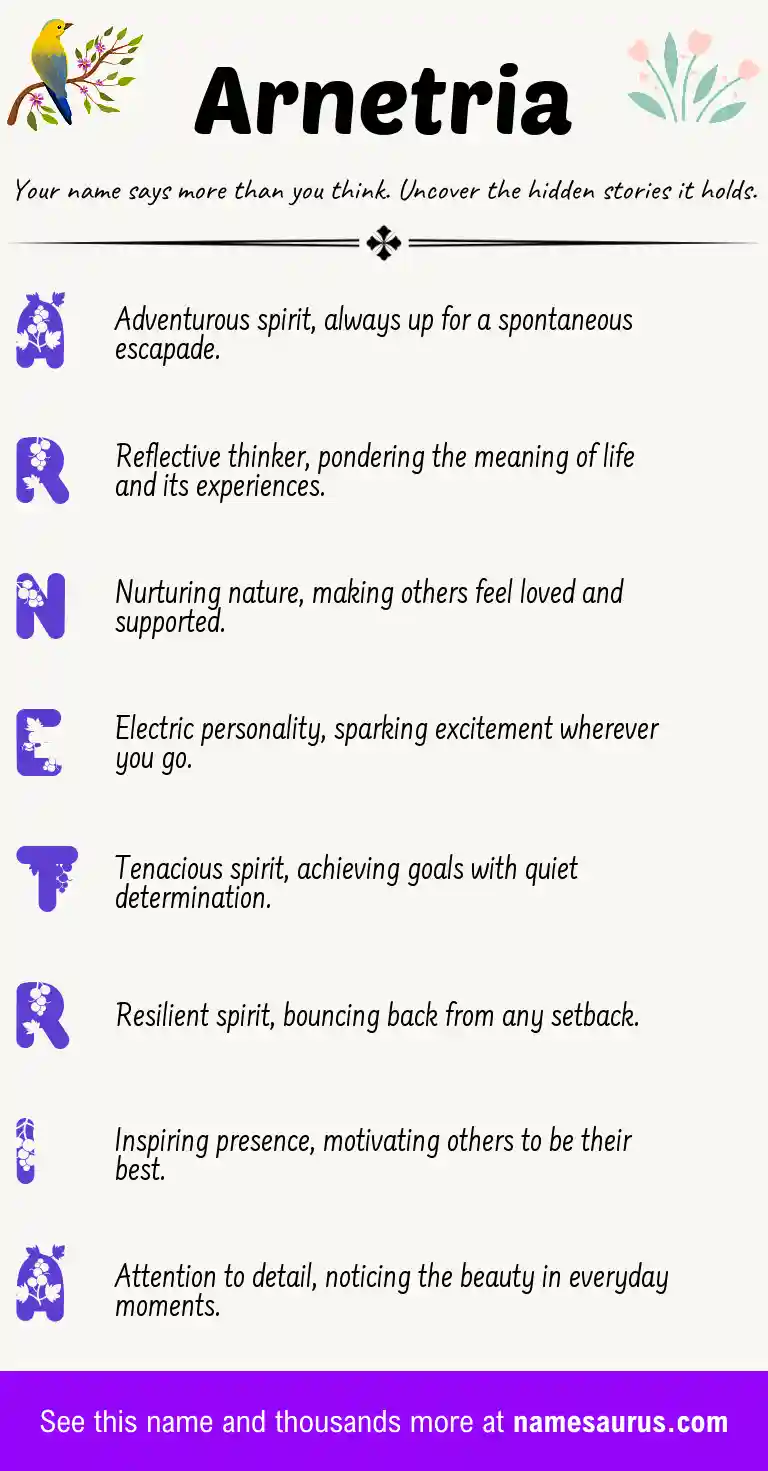 Acrostic poem about Arnetria.