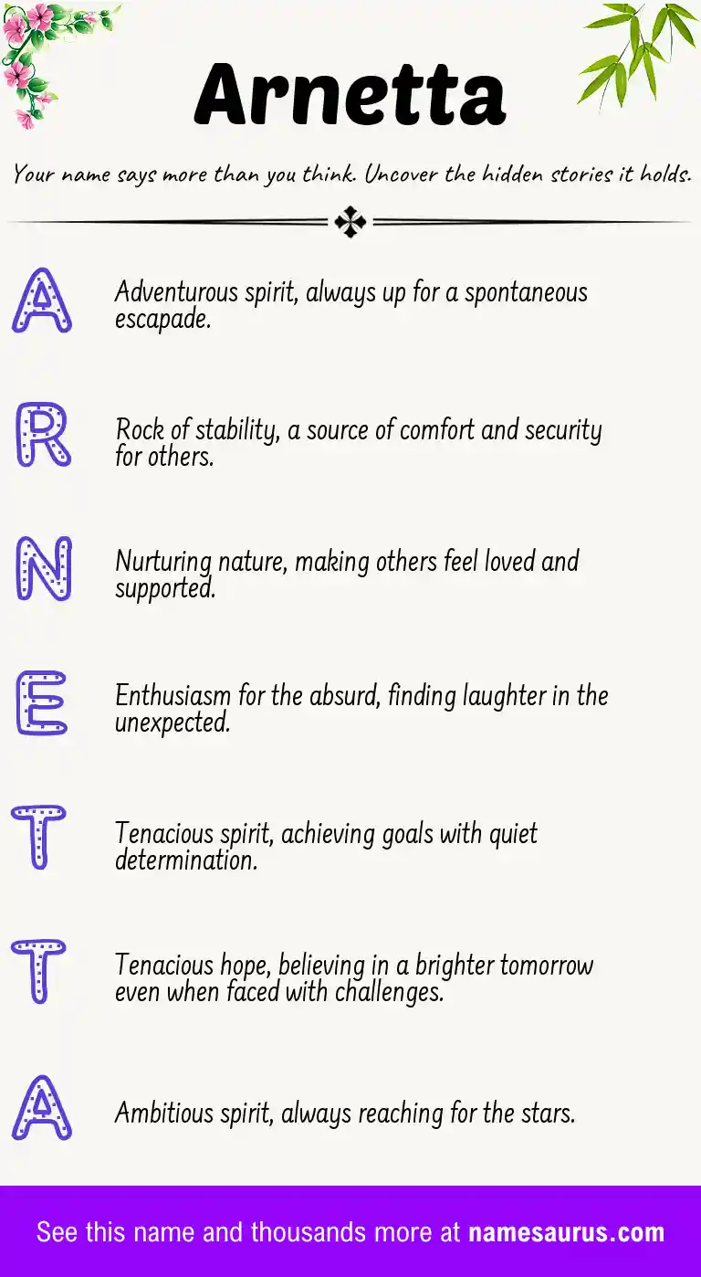 Acrostic poem about Arnetta.
