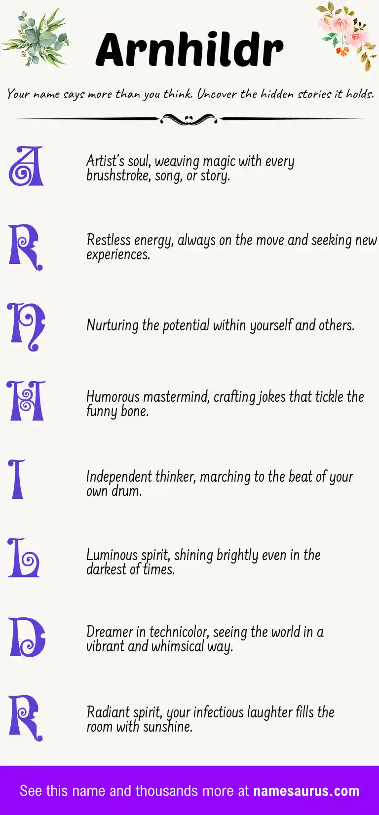 Acrostic poem about Arnhildr.
