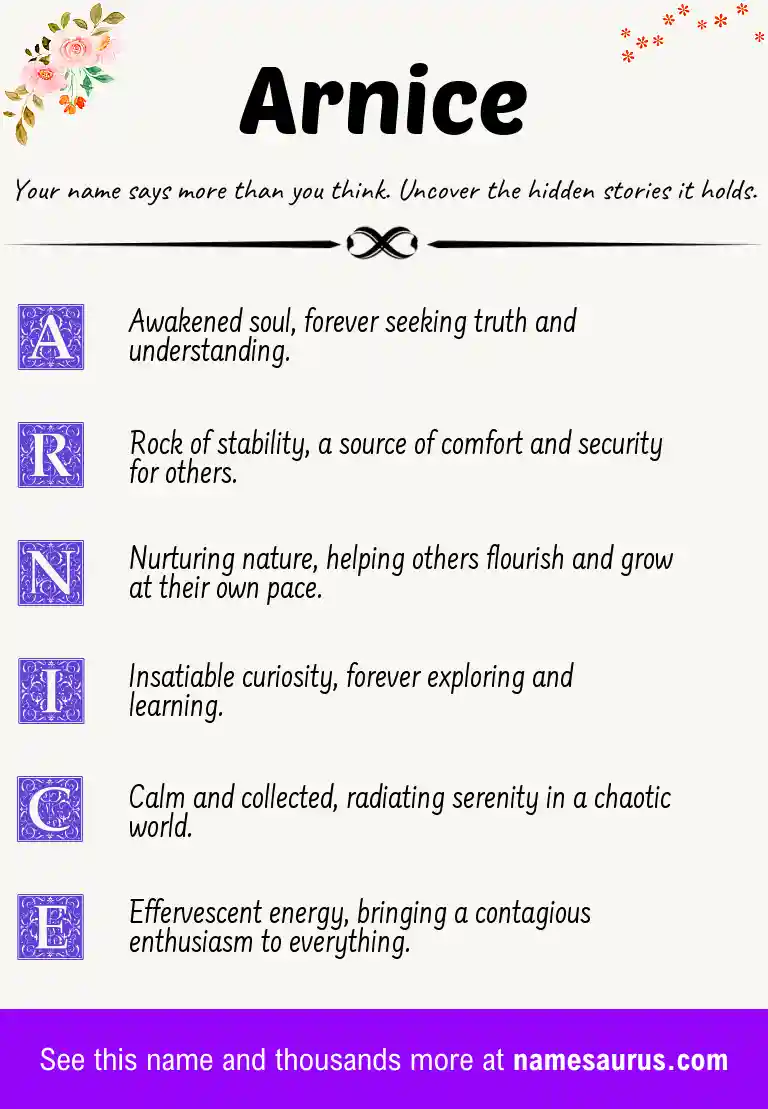Acrostic poem about Arnice.