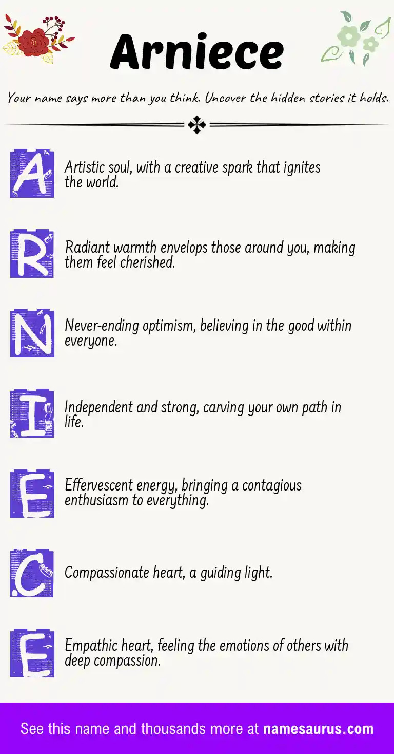 Acrostic poem about Arniece.