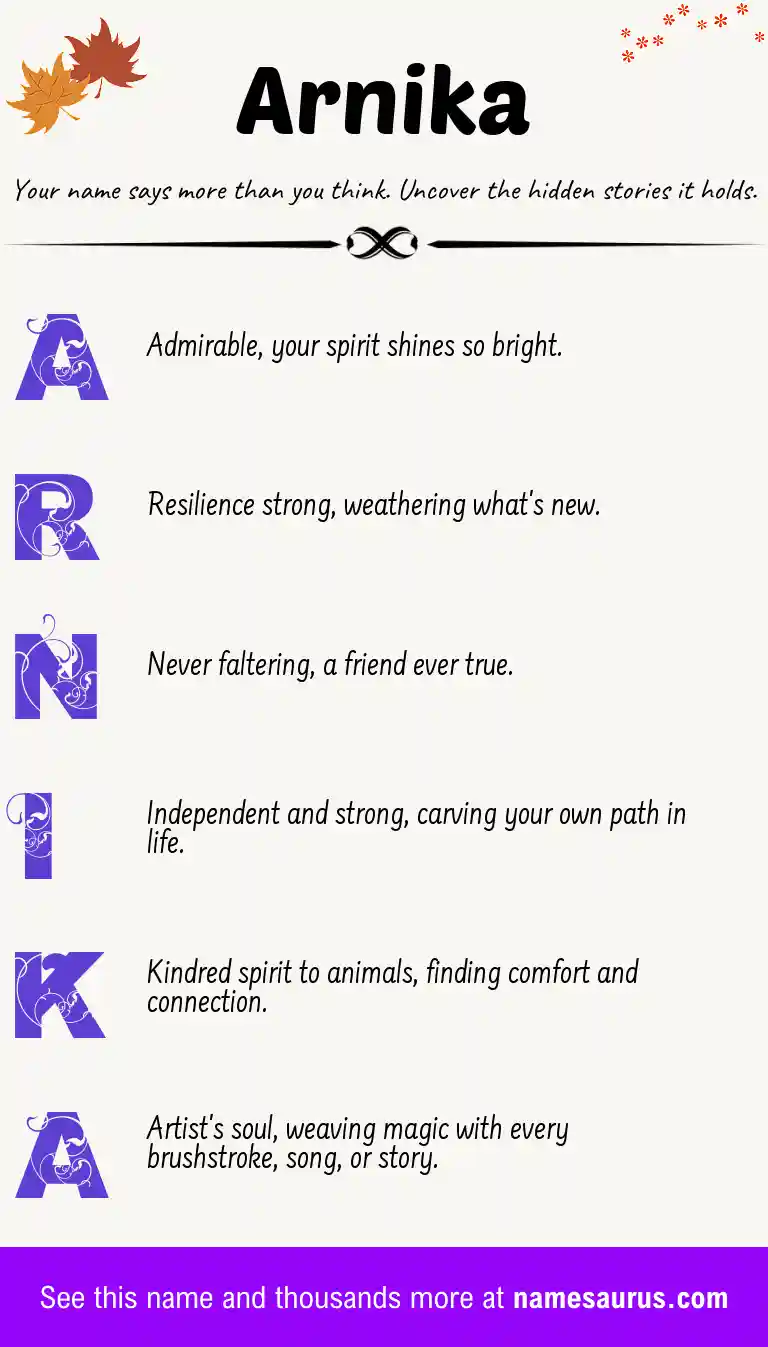 Acrostic poem about Arnika.