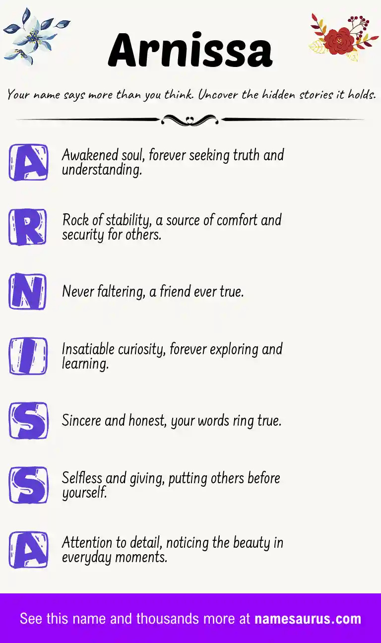 Acrostic poem about Arnissa.