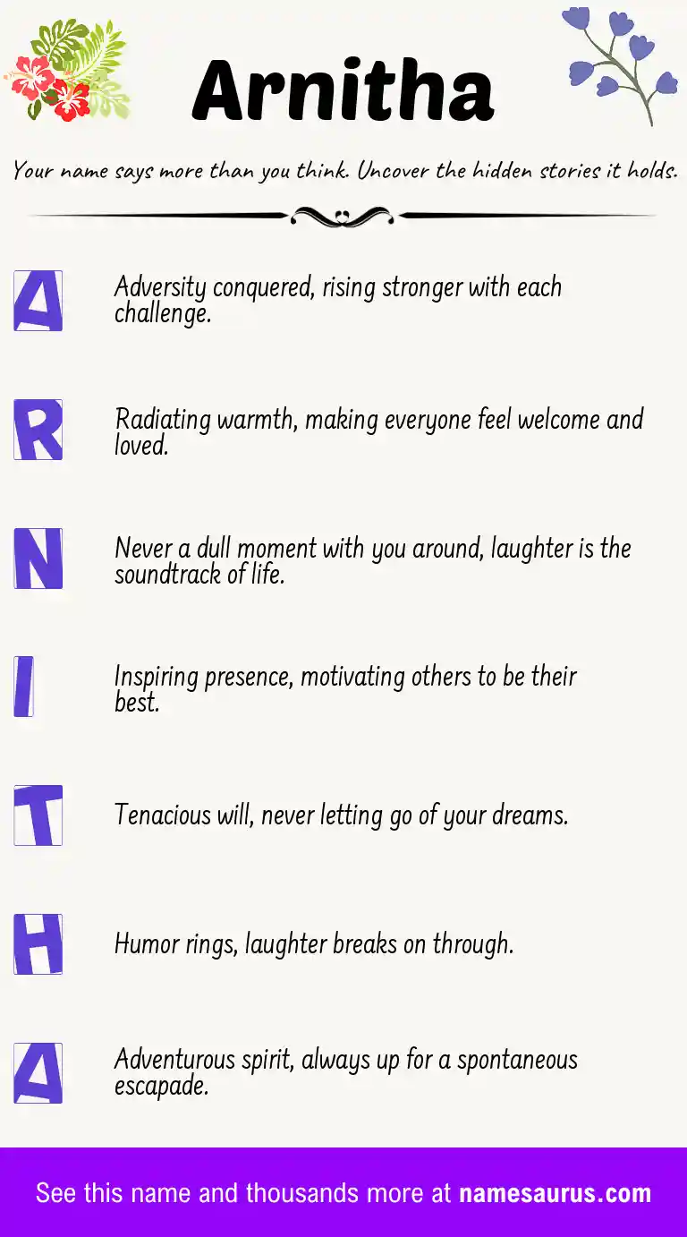Acrostic poem about Arnitha.