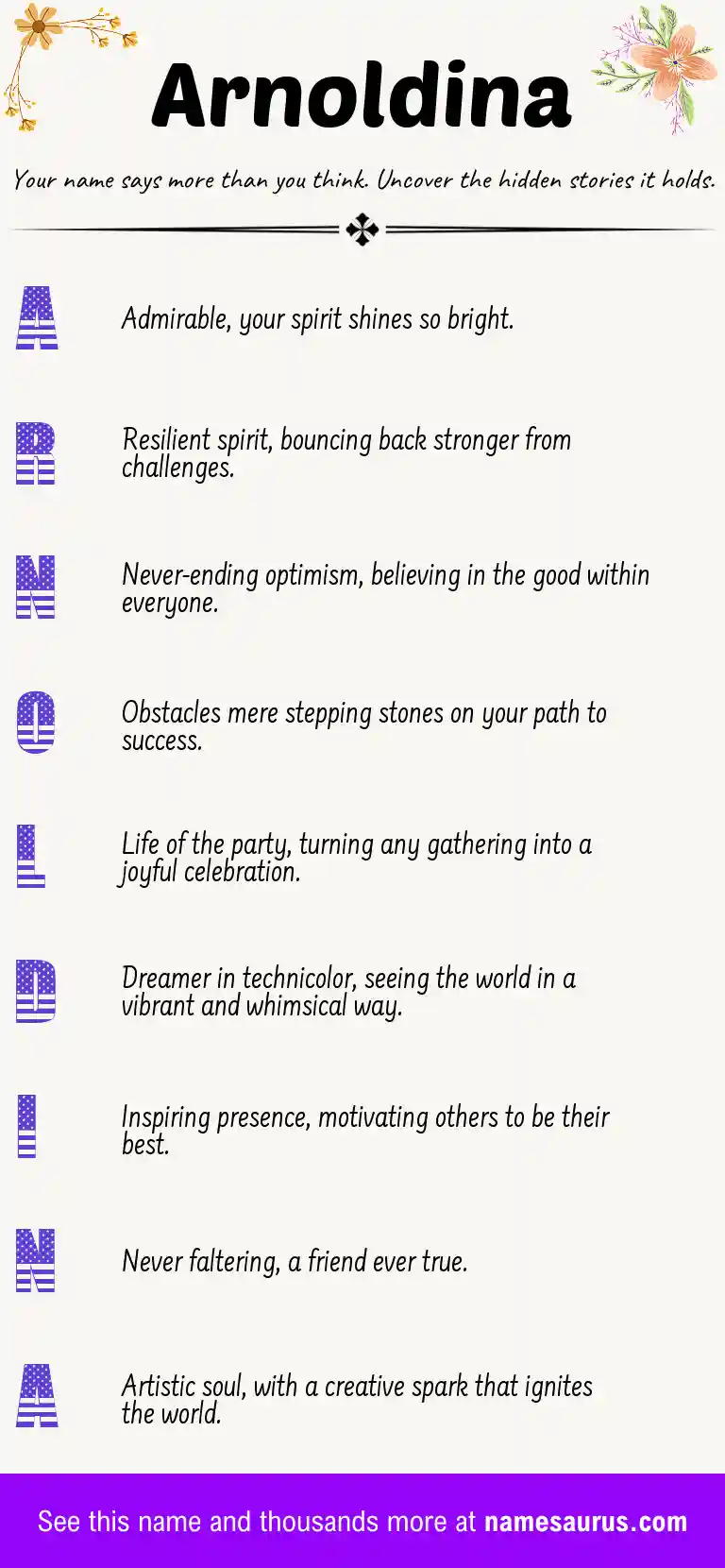 Acrostic poem about Arnoldina.