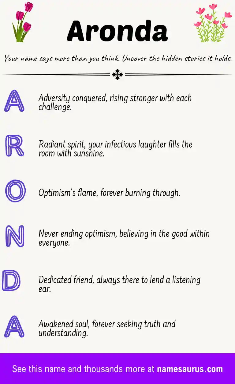 Acrostic poem about Aronda.