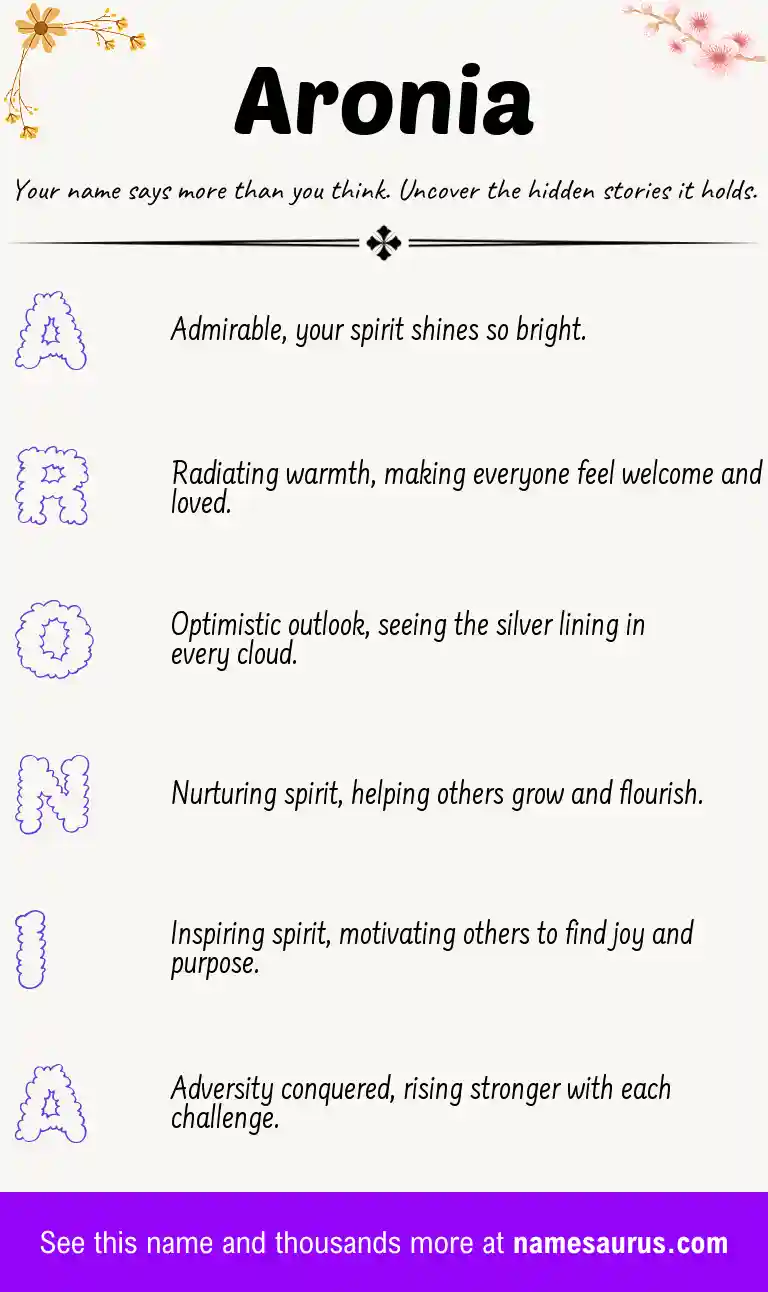 Acrostic poem about Aronia.