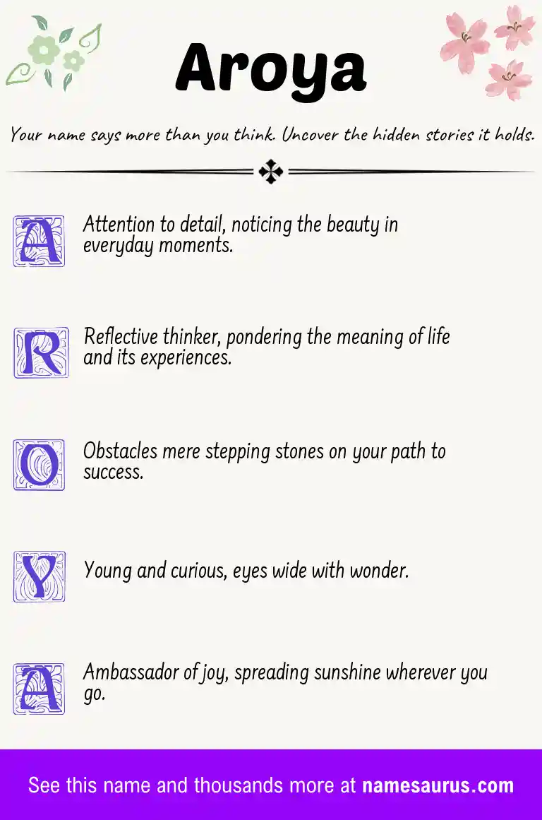 Acrostic poem about Aroya.