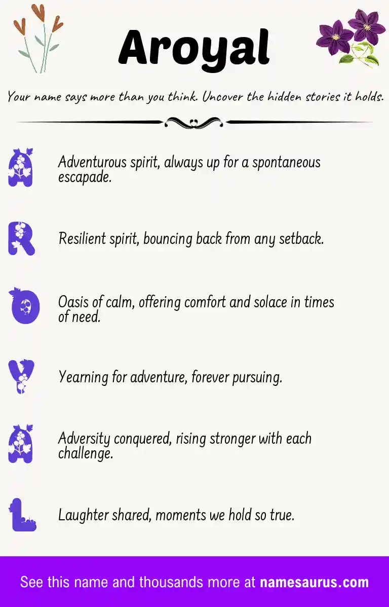 Acrostic poem about Aroyal.