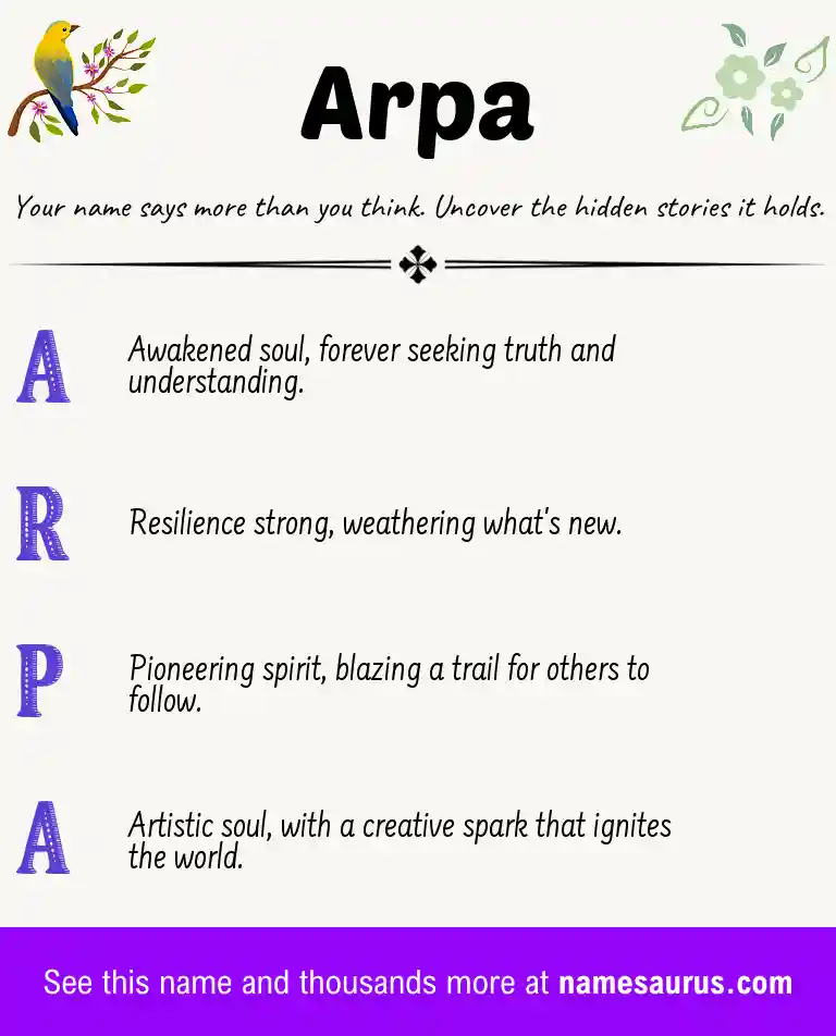 Acrostic poem about Arpa.