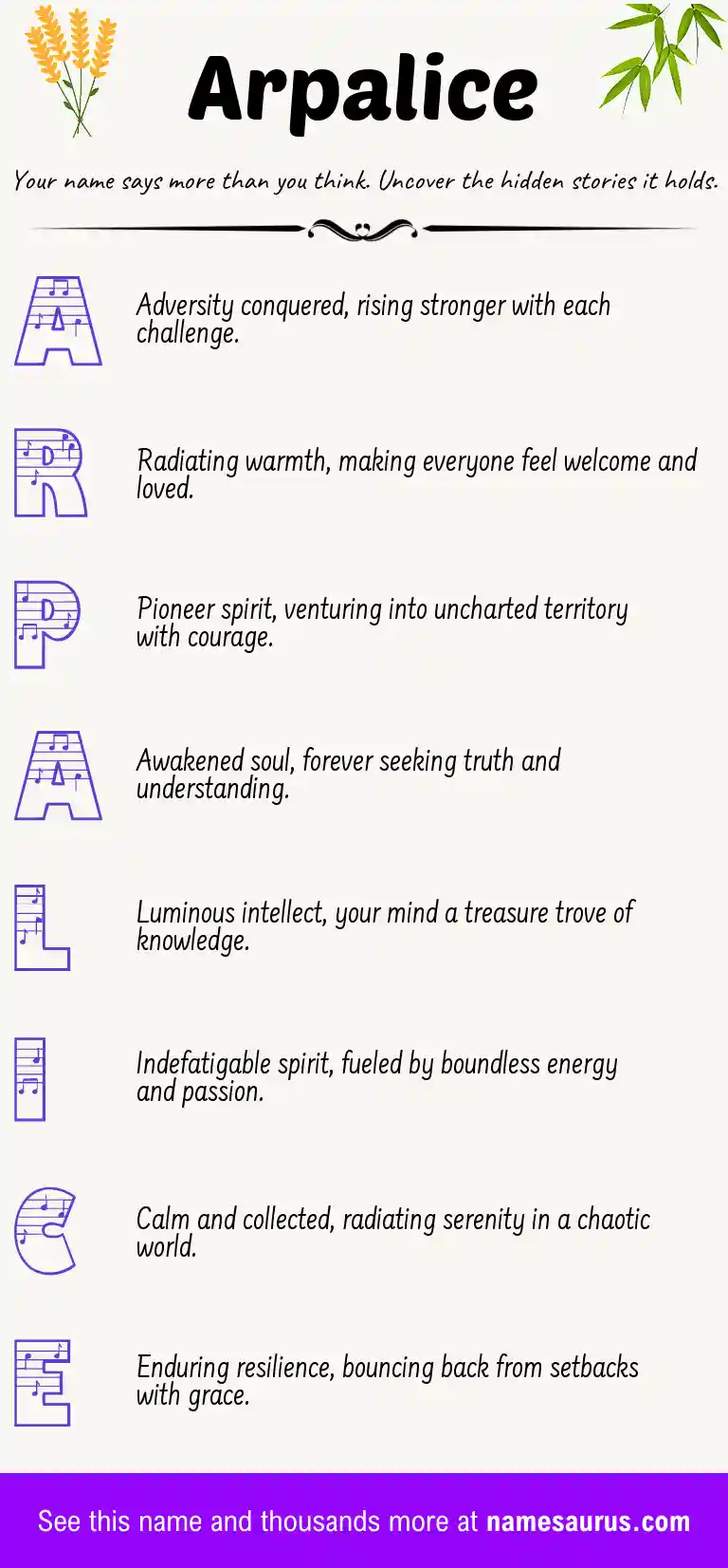 Acrostic poem about Arpalice.