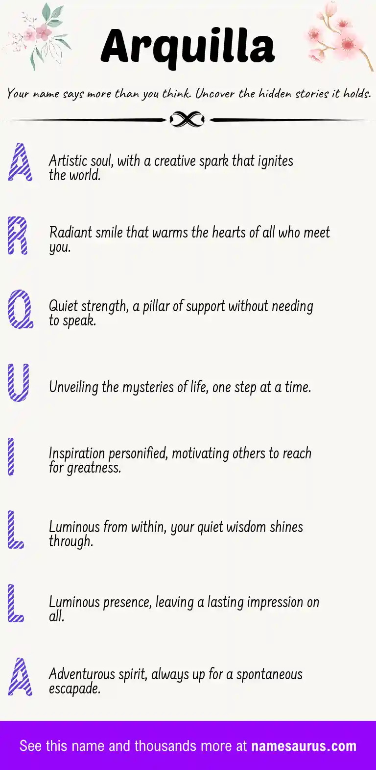Acrostic poem about Arquilla.
