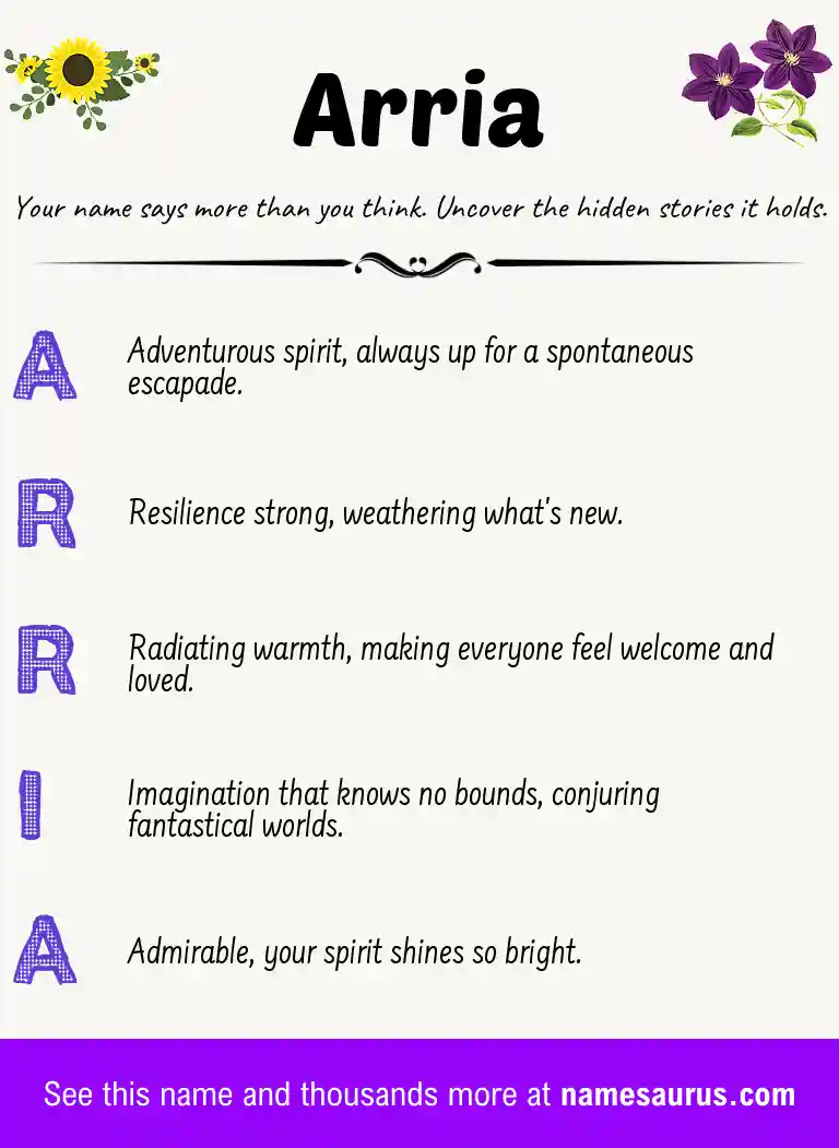 Acrostic poem about Arria.