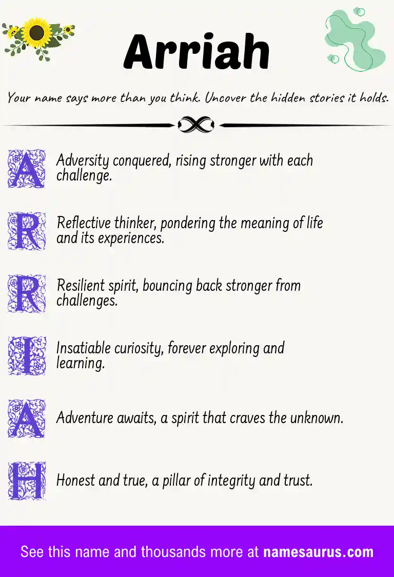 Acrostic poem about Arriah.