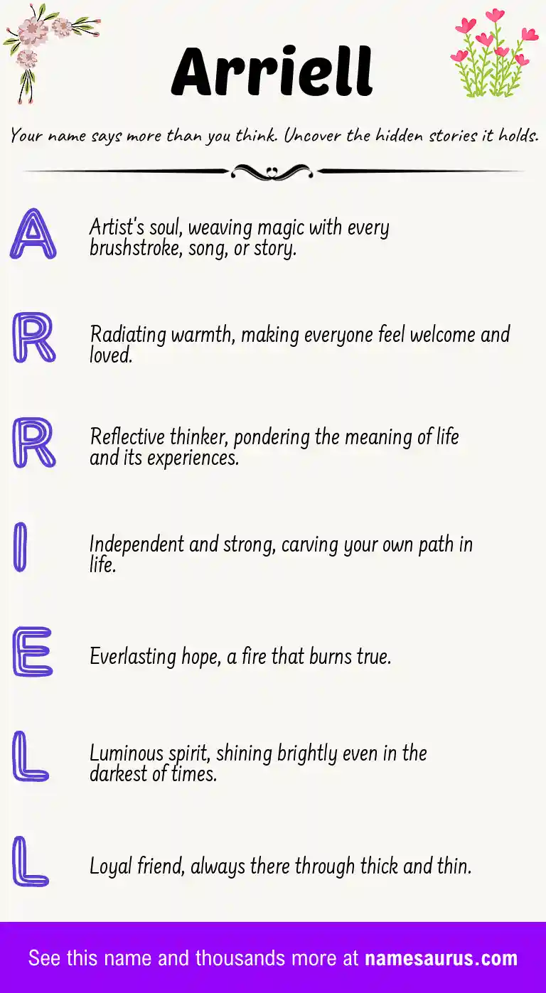 Acrostic poem about Arriell.