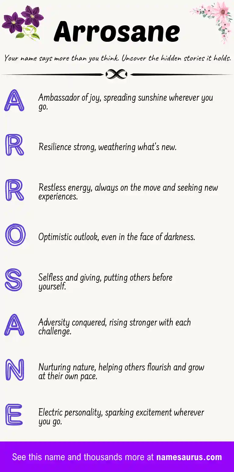 Acrostic poem about Arrosane.