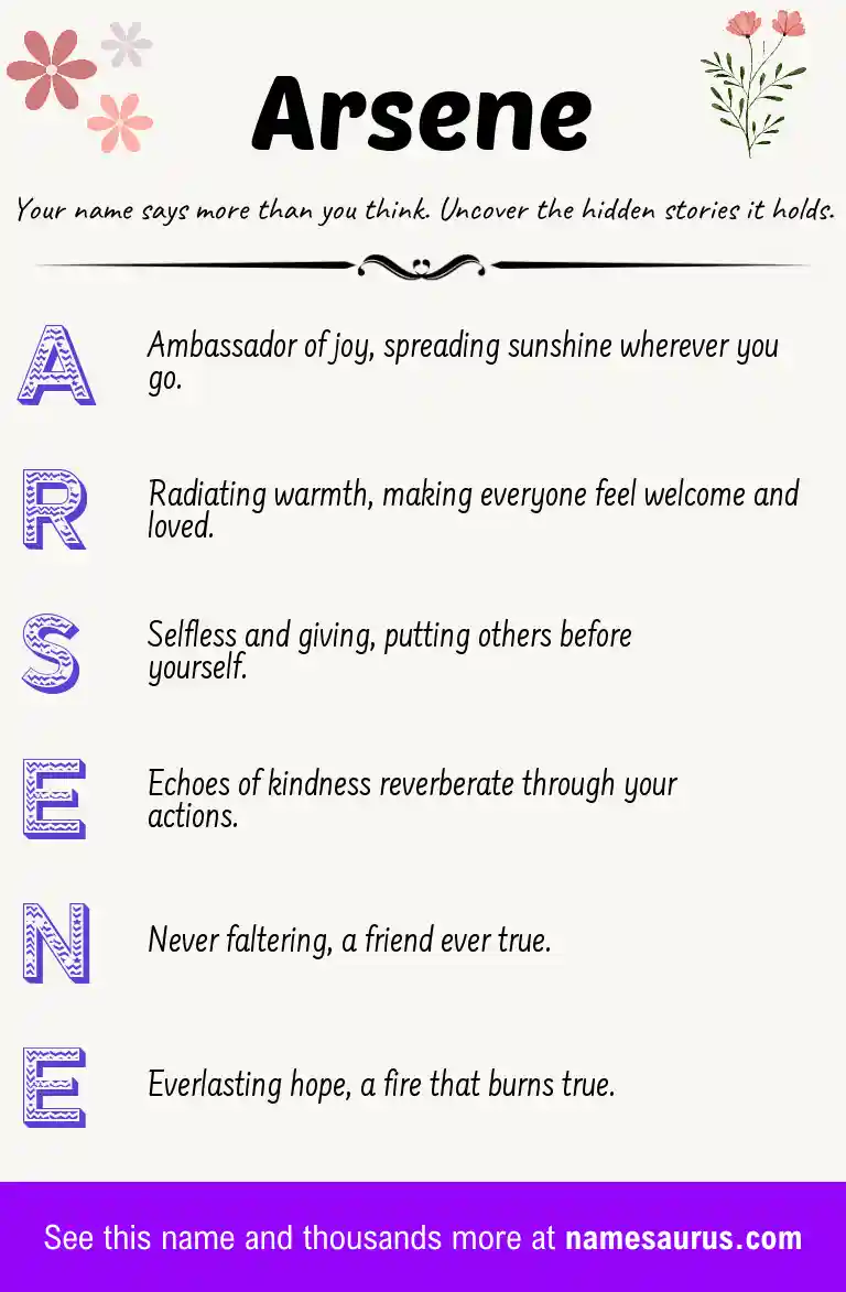 Acrostic poem about Arsene.