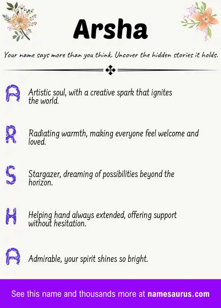 Acrostic poem about Arsha.