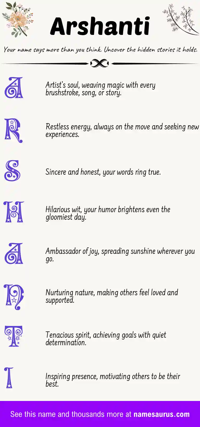 Acrostic poem about Arshanti.