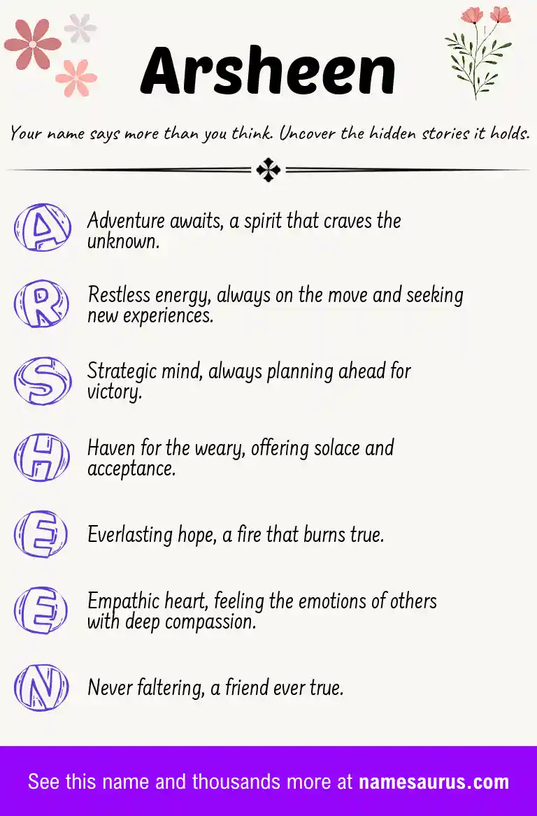 Acrostic poem about Arsheen.