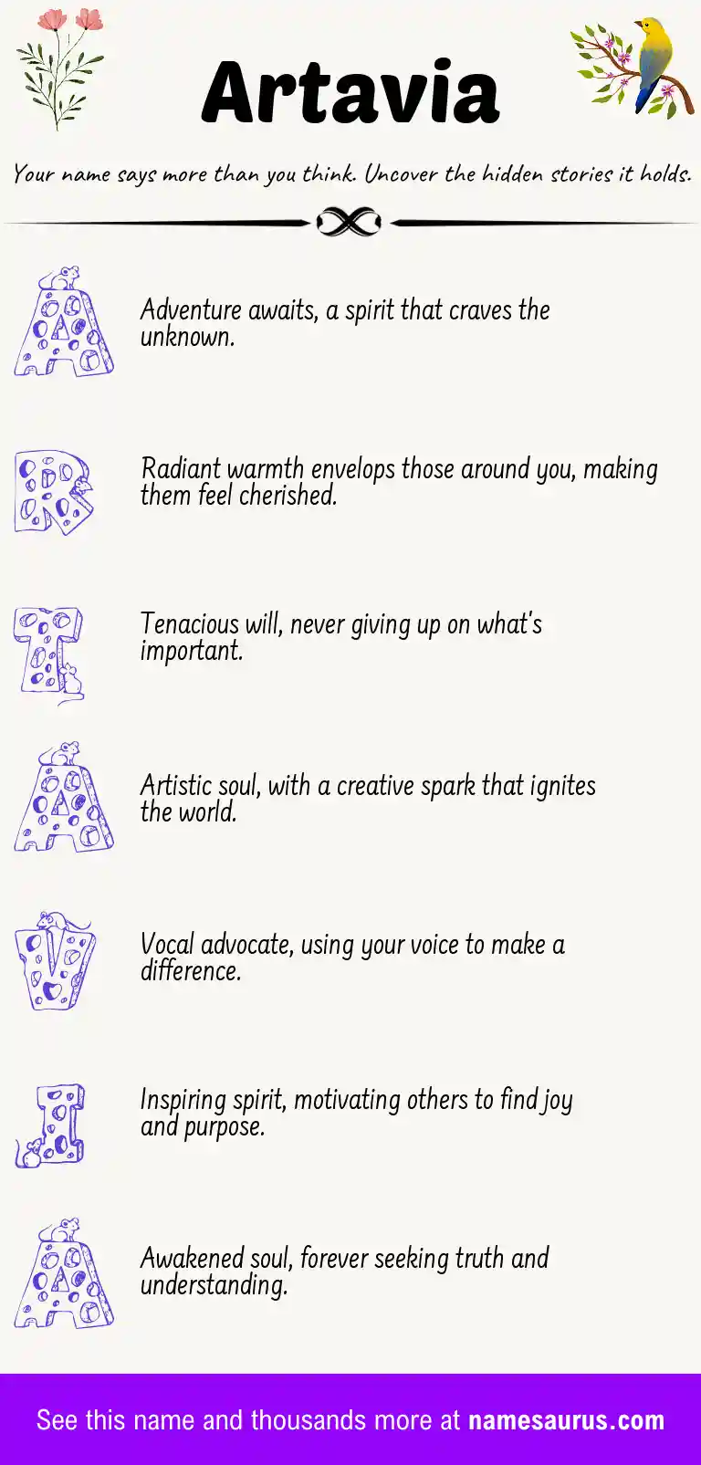 Acrostic poem about Artavia.