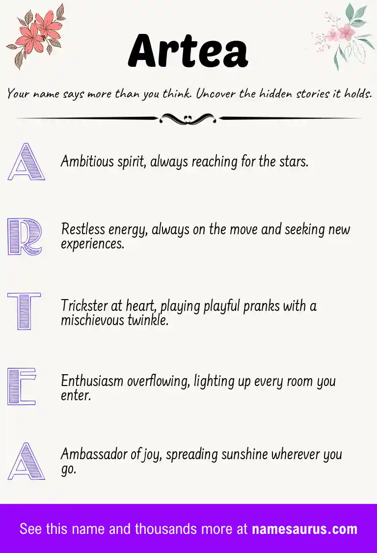 Acrostic poem about Artea.