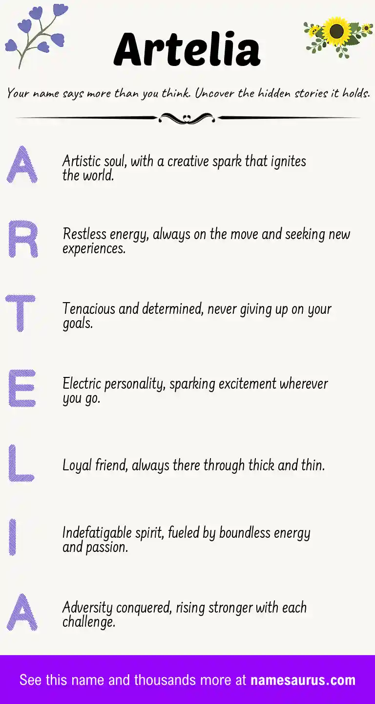 Acrostic poem about Artelia.