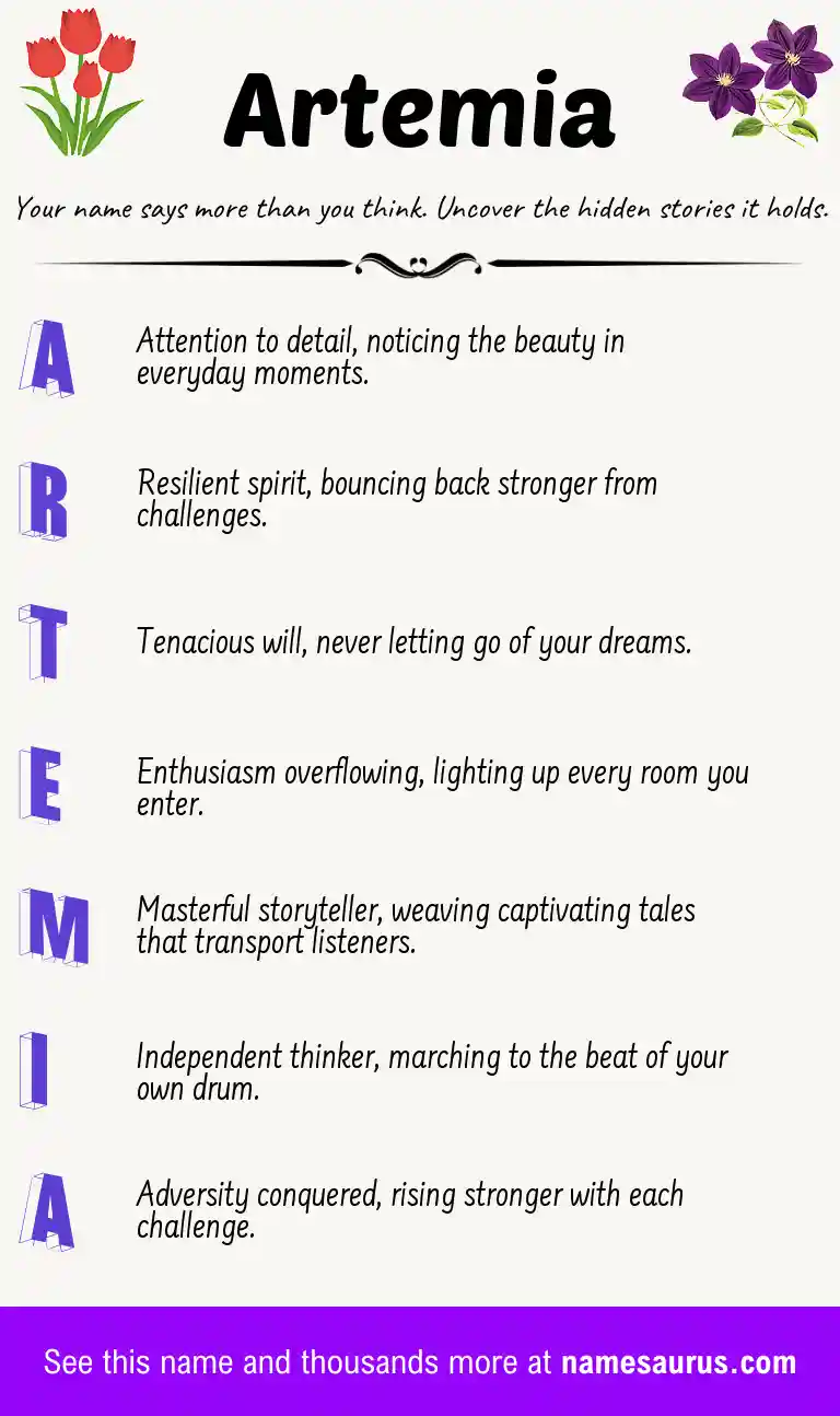 Acrostic poem about Artemia.