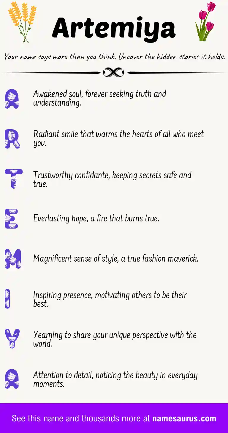 Acrostic poem about Artemiya.